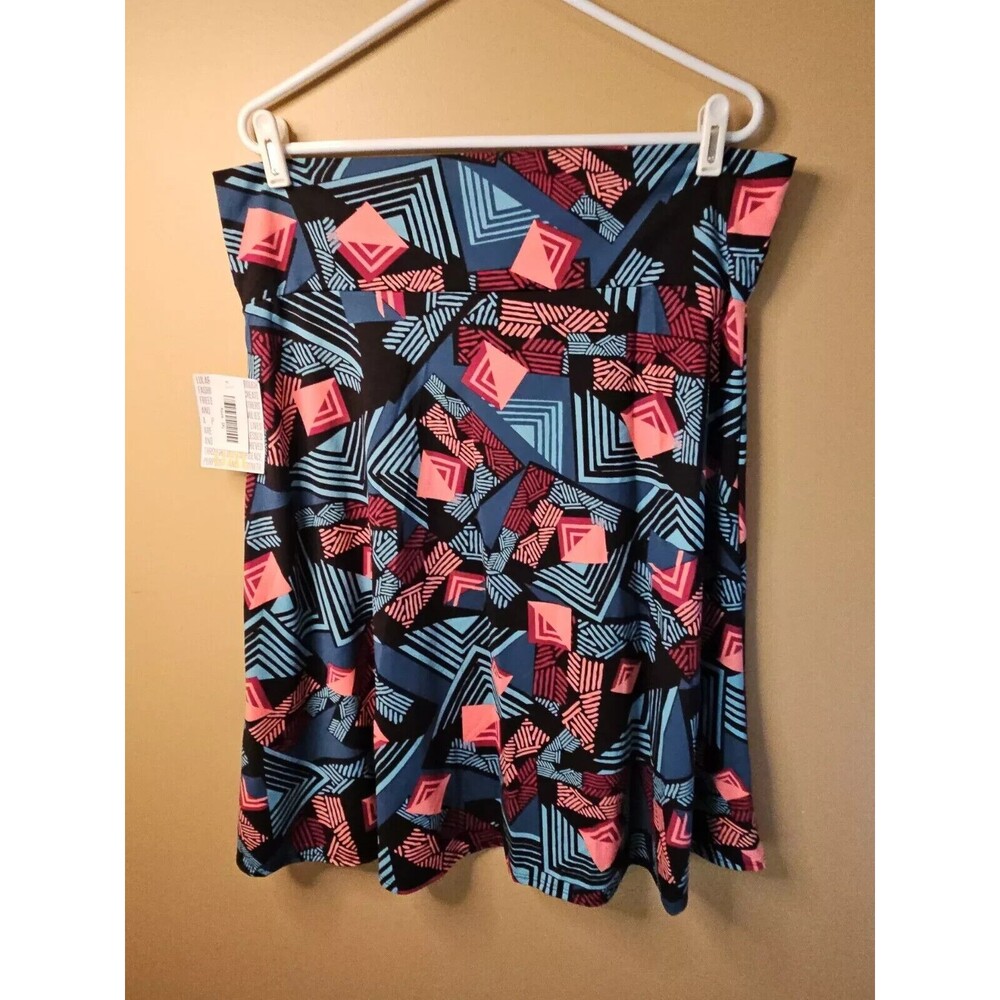 LulaRoe Women Blue Paisley High Rise Stretch Pull On Flare A-Line Azure Skirt XL